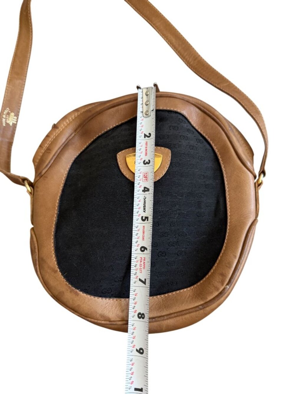 GUCCI Vintage Black Brown Leather Circle Crossbody Bag - Picture 3 of 16